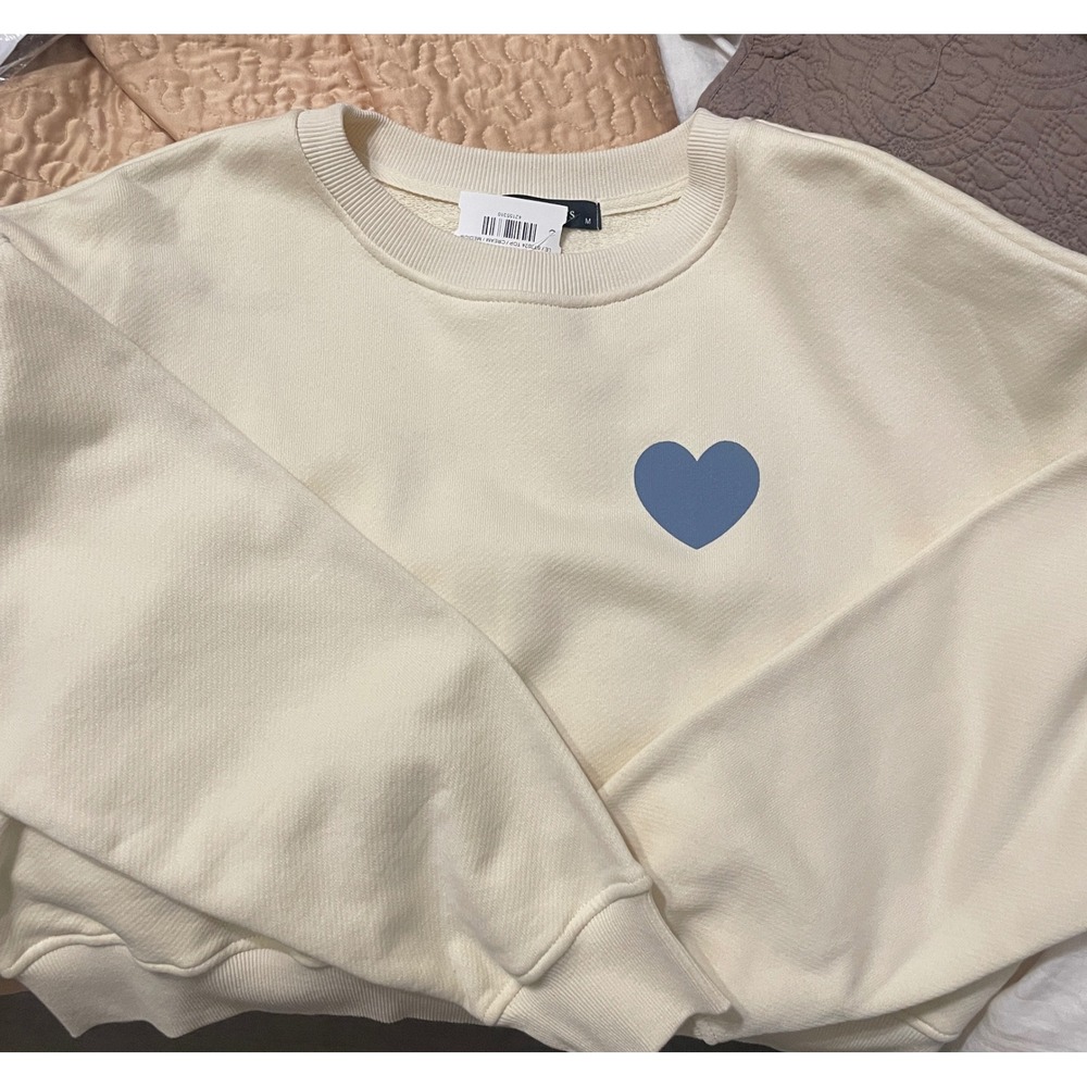 J. Roberts Cream Love You To The Moon And Back Heart Sweatshirt ST2524 Medium